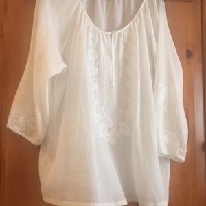 Beaded cotton gauze top.